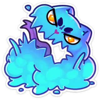 😡 gato, azul, dibujo animado, pegatina, animal, mancha telegram sticker