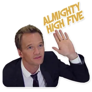 ✋ Barney Stinson How I Met Your Mother ALMIGHTY HIGH FIVE Tape m'en cinq, Main, Salut, Série TV, Sitcom, Comédie, Personnage telegram sticker