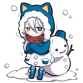 ❄ anime, chibi, winter, snow, cute, cold, snowman telegram sticker