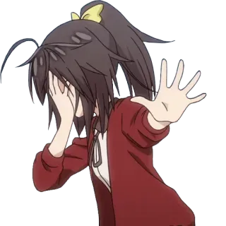 🙀 อนิเมะ, ผู้หญิง, ตัวละคร, ขยะแขยง, อาย, เอามือปิดหน้า telegram sticker