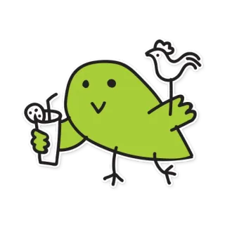 🍭 새, 녹색, 동물, 음료, 만화, 귀여운, 스티커 telegram sticker