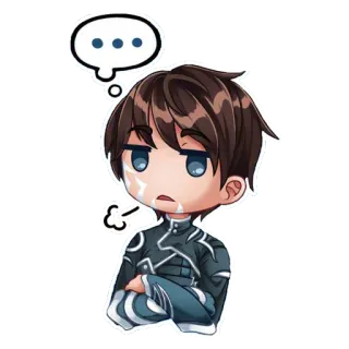 🤨 Anime, Chibi, Personagem, Pensando telegram sticker