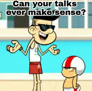 🙄 Can your talks ever make sense? мультфильм, вопрос, персонажи, бассейн telegram sticker