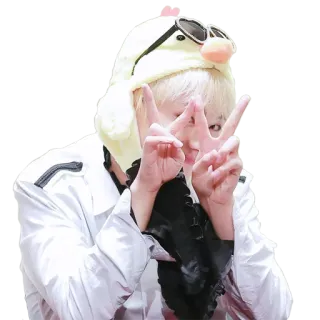 ✌️ 사람, 평화, 선글라스, 모자, 흰색, 금발 머리 telegram sticker