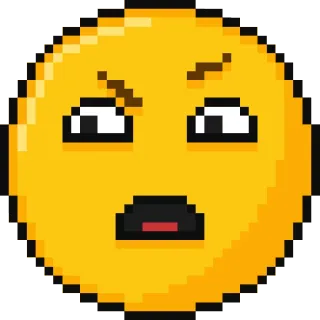 😊 Эмодзи, Лицо, Злой, Пиксель, Расстроенный, Выражение, Желтый, Стикер telegram sticker