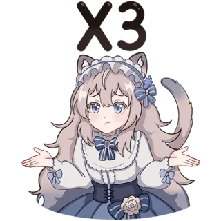 🤷‍♀️ X3 アニメ, 猫耳, 表情, ステッカー, 可愛い telegram sticker