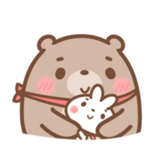 😍 urso, coelho, fofo, desenho animado, animal, abraço, kawaii telegram sticker