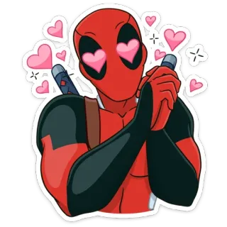 😍 Deadpool deadpool, marvel, superbohater, miłość, serca, kreskówka telegram sticker
