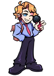 🥵 Senpai Friday Night Funkin' Videojuego, Friday Night Funkin', Personaje, Senpai, Micrófono, Dibujo animado telegram sticker