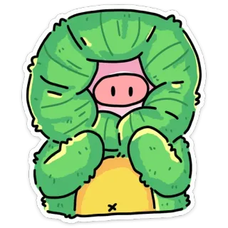 🫣 monster, cute, green, cartoon, character, kawaii, sticker telegram sticker