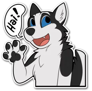 👋 Hai! Hund, Husky, Cartoon, Gruß, Hallo, Freundlich telegram sticker