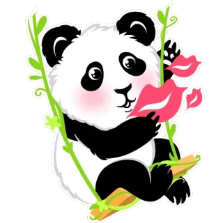 💋 パンダ, ブランコ, 可愛い, 動物, 漫画, 幸せ, かわいい telegram sticker