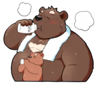 🍼 MILK หมี, นม, ผ้าขนหนู, การ์ตูน telegram sticker