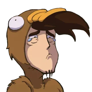 😭 crying, sad, bird costume, cartoon, emotional, upset, tears telegram sticker