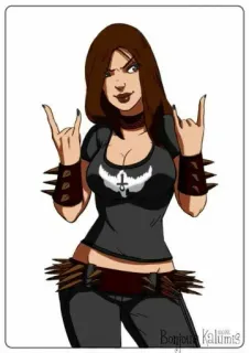 🤘 ผู้หญิง, ร็อก, เมทัล, ร็อกแอนด์โรล, การ์ตูน telegram sticker