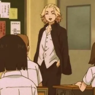 🧀 Manjiro Sano Tokyo Revengers Anime, Klassenzimmer, lächelnd, Charakter, Manjiro Sano telegram sticker