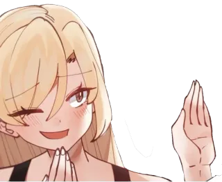 🤭 Anime, Mädchen, Zwinkern, Blond, Grinsen telegram sticker