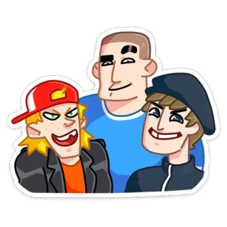☺️ Cartoon, Freunde, Gruppe, Grinsen, Figuren telegram sticker