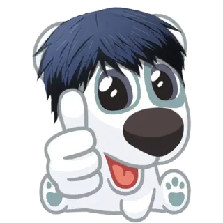 👍 dog, thumbs up, cartoon, cute, positive, animal whatsapp sticker