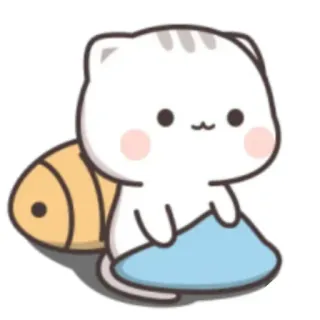 🍃 cat, fish, cartoon, cute, animal, sticker telegram sticker