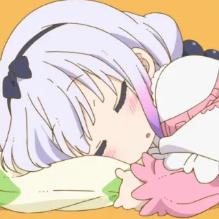 🥄 Kanna Kamui Miss Kobayashi's Dragon Maid anime, tidur, naga, imut, Kanna whatsapp sticker