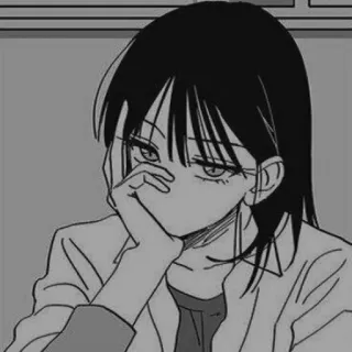 ⚓️ anime, manga, girl, sad, pensive, monochrome telegram sticker