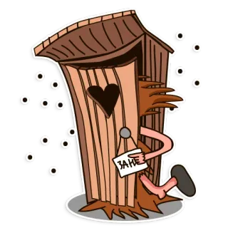 🚽 ЗАНЕ Plumpsklo, Toilette, Cartoon, Rustikal, Holz telegram sticker