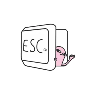 🙂 ESC. 脱出, コンピュータ, キー, 漫画, キャラクター, イラスト telegram sticker