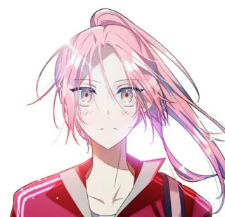 😶 anime, pink hair, woman, cartoon, illustration, portrait telegram sticker