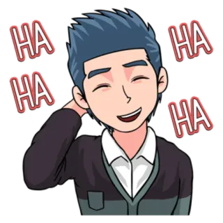 😆 HA ridere, ah, sorridente, cartoni animati, allegro, gioia, felice whatsapp sticker
