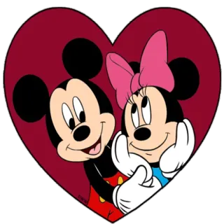 ❤️ Mickey Mouse Mickey Mouse, Minnie Mouse, Disney, Dibujo animado, Corazón, Amor, Pareja, Amistad telegram sticker