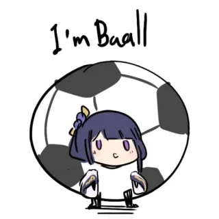 🏖 Raiden Shogun Genshin Impact I'm Baall Genshin Impact, Raiden Shogun, video game, anime, character, soccer ball, cute telegram sticker