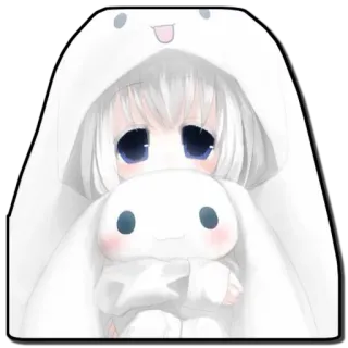 👻 动漫, 可爱, 女孩, 兔子, 白色 telegram sticker