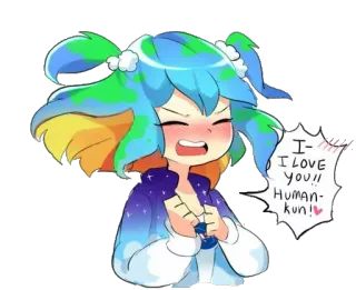 ❤️ Earth-chan I LOVE YOU!! Human-kun! Anime, Terra, Human-kun, Amor, Kawaii, Planeta, Moe telegram sticker