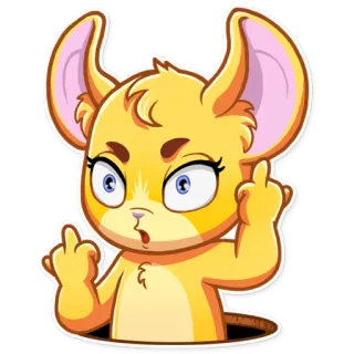🖕 rato, dedo do meio, ofensivo, desenho animado, animal, gesto telegram sticker
