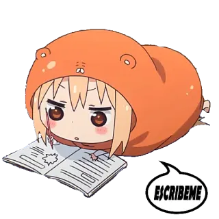 ✍️ ESCRIBEME Anime, Escritura, Estudio, Chibi, Lindo, Naranja, Oso, Sudadera con capucha telegram sticker