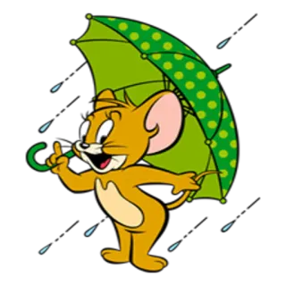 💦 Jerry cartoon, mouse, umbrella, rain, tom and jerry, animal telegram sticker