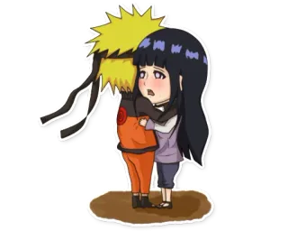 😭 Naruto, Hinata anime, chibi, hug, cartoon, cute telegram sticker