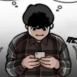🙂 Mann, Telefon, kariert, Cartoon telegram sticker