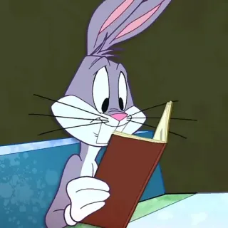 🥕 Bugs Bunny Looney Tunes Bugs Bunny, Looney Tunes, leyendo, dibujos animados, libro, conejo telegram sticker