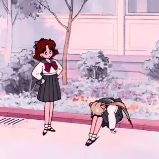 😔 anime, sad, upset, girl, schoolgirl telegram sticker