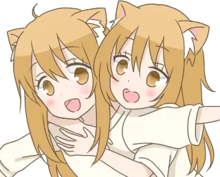 ☺️ orelhas de gato, anime, meninas, fofo, kawaii, gêmeas, amizade telegram sticker