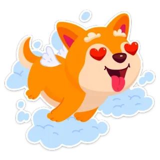 🥰 собака, любовь, глаза-сердечки, милый, летящий, облака, крылья telegram sticker