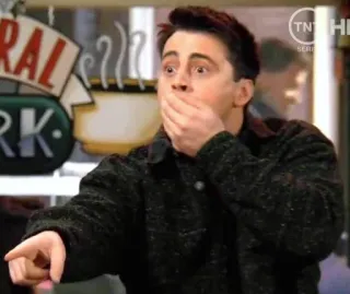 😱 Joey Tribbiani Friends impactado, sorprendido, reacción, joey, friends, central perk whatsapp sticker