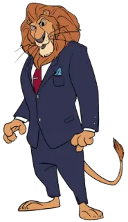 😎 lion, suit, cartoon, character, animal, business telegram sticker