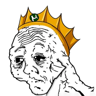 ☠ Meme, Wojak, König, Krone, Traurig, Deprimiert telegram sticker