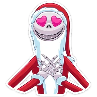 😍 Jack Skellington The Nightmare Before Christmas jack skellington, l'étrange noël de mr jack, père noël, noël, coeurs, squelette, dessin animé telegram sticker
