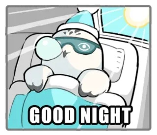 💤 GOOD NIGHT bonne nuit, sommeil, dessin animé, oiseau, hibou telegram sticker