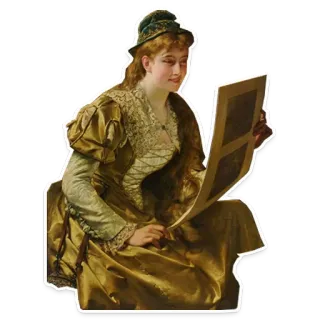 😏 woman, dress, art, painting, vintage, historical telegram sticker