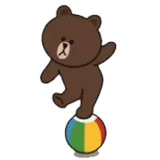 😙 Brown Bear Бурый медведь, Мультфильм, Медведь, Животное, Милый, Мяч, Цирк telegram sticker